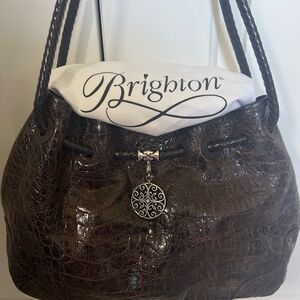 Brighton Brava Brown leather croc Handbag  NEW.  matching wallet sold separately